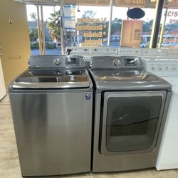 Samsung Stainless Steel Digital Smart Care Washer And Natural Gas Steam Dryer In Excellent Working Condition 