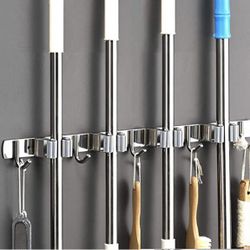 2 Piece —-Saxhorn Broom Mop Holder Wall Mount Stainless Steel Tool Hanger
