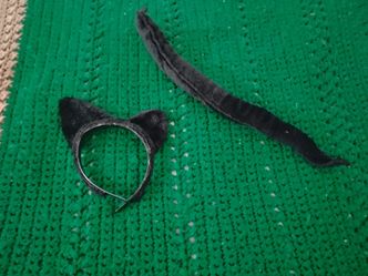 Halloween black cat ears & tail costume set for sale.
