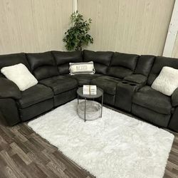 Large Slate Gray Ashley Reclining Sectional Couch - Delivery Available 