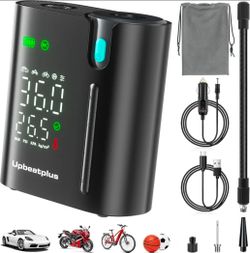 Upbeatplus T1 Portable Tire Inflator with 160 PSI, 4X Faster Air Pump, Wireless Car Tire Inflator