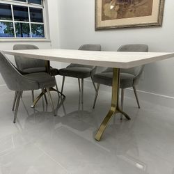 West Elm Dining Table Set W/ 6 Dining Chairs 