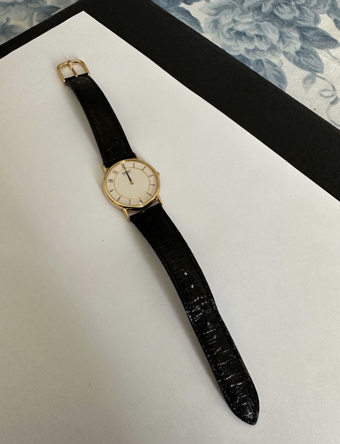 Watch SEIKO 5Y30 7000 Japan Quartz Black Calf Band