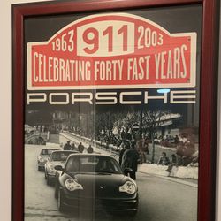 RARE 40 th Anniversary Porsche 911 Professionally Framed Picture