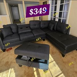 BRAND NEW 3PCS SECTIONAL SOFA SET WITH OTTOMAN AND ACCENT PILLOW INCLUDED $349