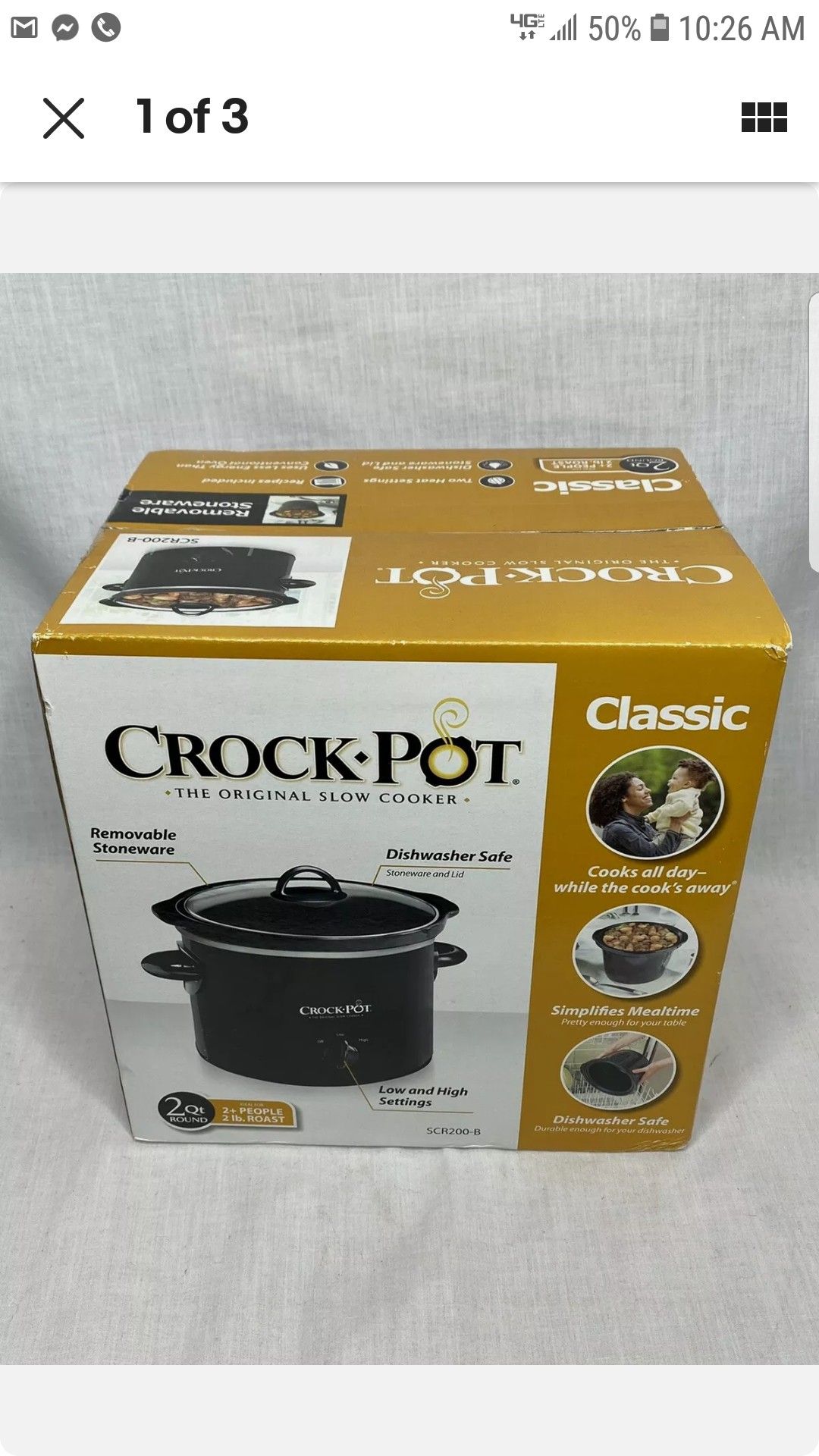 Crock-Pot® 2-Quart Round Manual Slow Cooker Black NEW