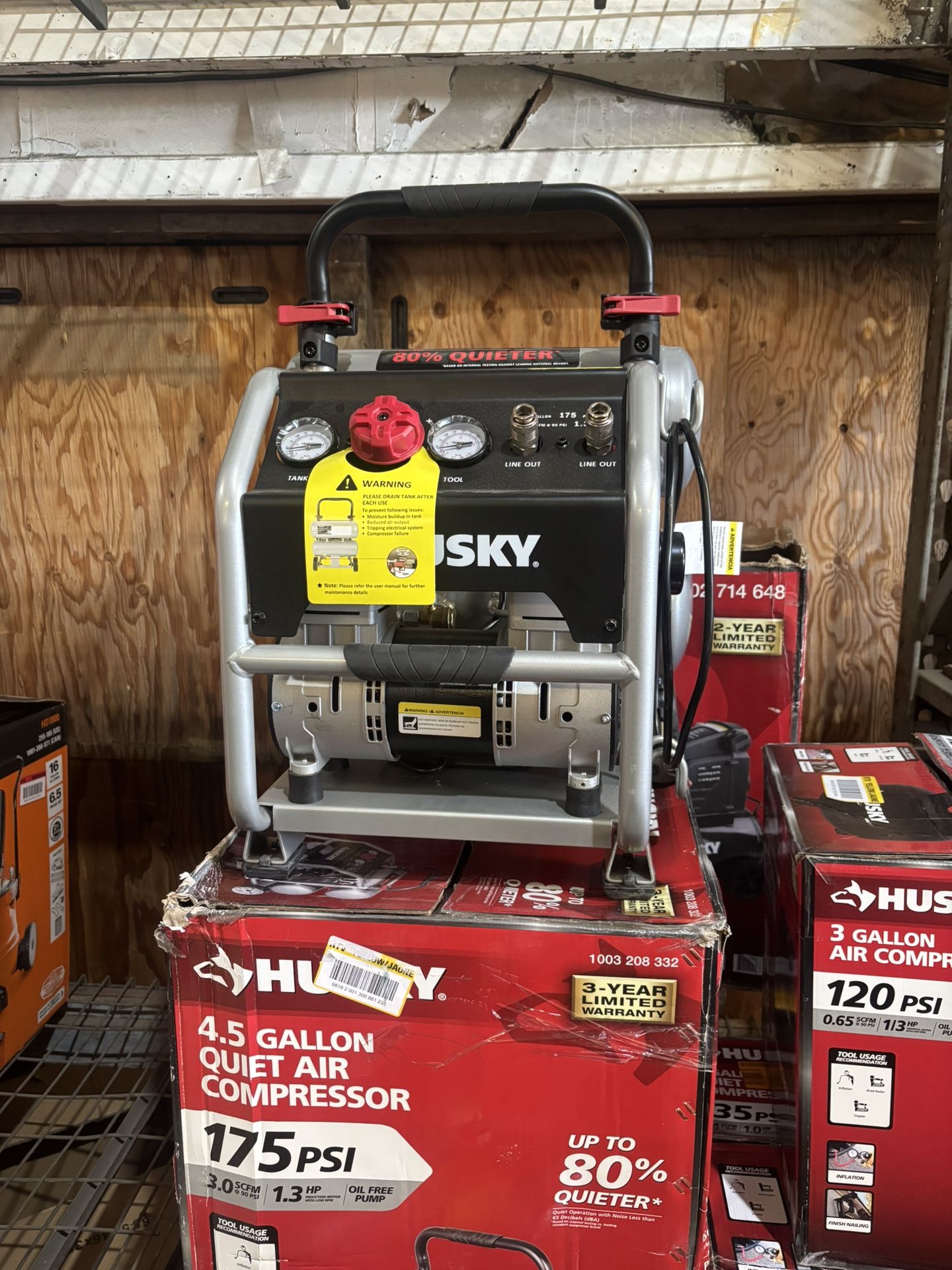 Husky 4.5 Gal. 175 PSI Portable Electric Quiet Air Compressor