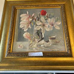 Oil Painting Flower And A Tea Cup