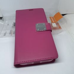 For iPhone 13 Pro Max Hot Pink Wallet Case Cover Protector 