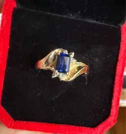 Vintage 10K Yellow Gold Blue Sapphire Bypass Ring – Size 6.5 (1K Jewelry Inc)