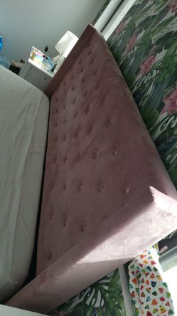 Fabric queen bed color Pink