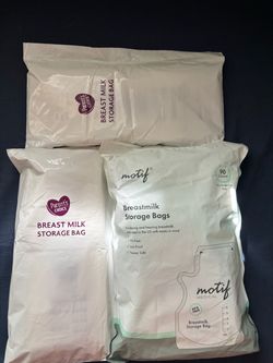 Breast Milk Storage Bags – Motif 90ct SEALED + 2 Open Parent's Choice Packs – 6 oz