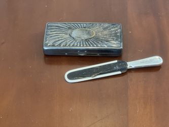 Antique 1904 King Gillette Pocket Edition Double Edge Safety Razor And Blade in Silver Case