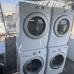 White Lg Front Load Washer And Dryer Gas Set🚚👨🏻‍🔧