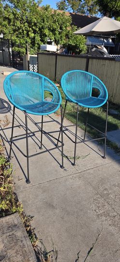 Acapulco Indoor Steel Outdoor Bar Stool Set of 2