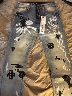 Purple Brand Graffiti Print Denim Jeans