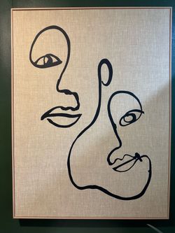 Large Modern Abstract Face Canvas Wall Art 40” x 30” Neutral Decor