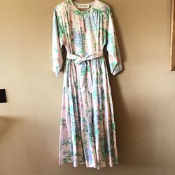 Vintage David Brown California Pink Floral Maxi Dress (M)