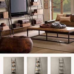 RH Reclaimed Elm & Iron Leaner Shelving 