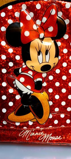Disney Parks Backpack Minnie Mouse Red Glitter Sparkles Original Authentic Backpack .