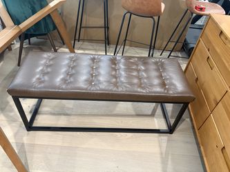 Brown Faux Leather Bench