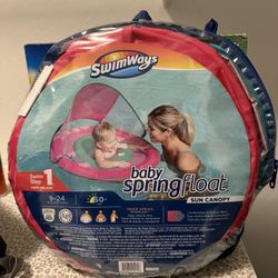 SwimWays Baby Spring Float Sun Canopy, Inflatable Pool Float for Baby Girls
