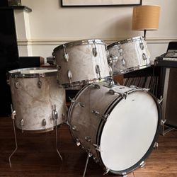Vintage 1970s Slingerland 4 Piece Drum Kit 22/12/13/16 Niles Badge Vertigo Grey