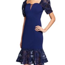 Aidan Mattox  Crepe Dress w/Lace Trumpet Skirt