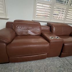 Electric Recliner Sofa With Cup Holder And Storage