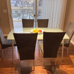 Dining Glass Table With 6 Chairs In