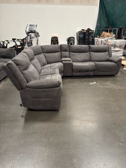 Argento 6-Piece Fabric Power Reclining Sectional with Power Headrests