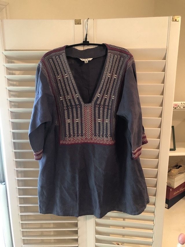 Cabi tunic in blue + embroidery Med #11 $35