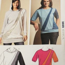 Kwik Sew 3669 Pattern by Kerstin Martensson Pullover Tops Sizes XS-XL Uncut