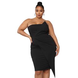Fashion Nova Midi Dress - Black Size 2X