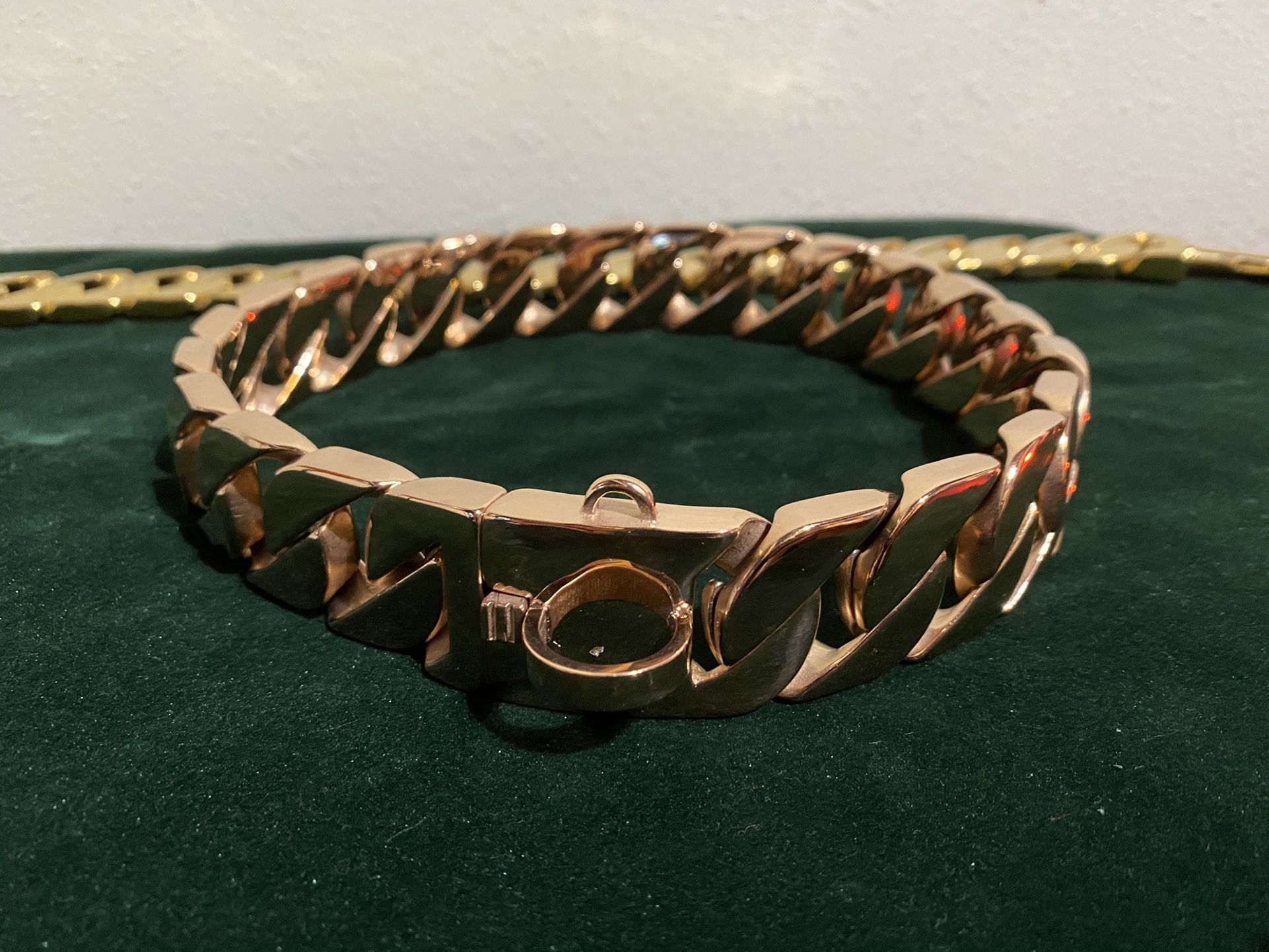 Dog Collar Cuban Chain Stainless Steel Rosegold Color