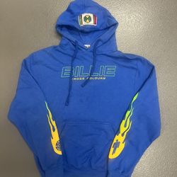 Billie Eilish x Cross Colours Ya Dig Blue Flames Merch Hoodie Sz Small