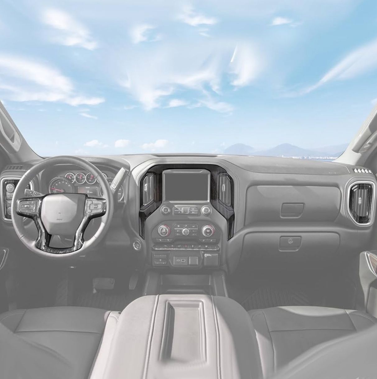 JeCar 15pcs Black Wood Grain Interior Trim Kit for 2019-2021 Chevrolet Chevy Silverado Interior Accessories