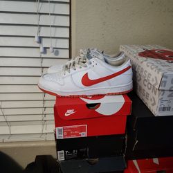 Red White Dunk Lows Size 9