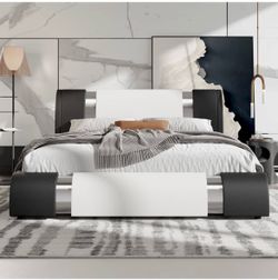 Queen Size Platform Bed with Iron Piecex and Adjustable Headboard - brand new