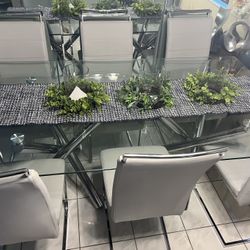 Modern Glass Dining Table Set 
