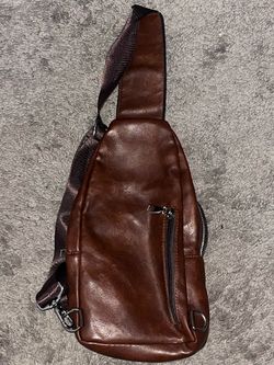 Brown Leather Sling Crossbody Bag