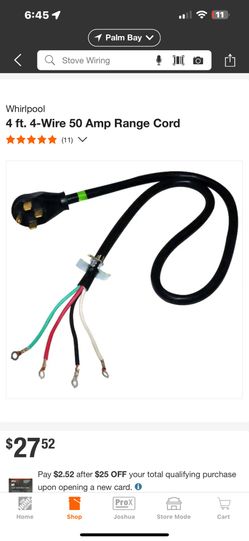 4 ft. 4-Wire 50 Amp Range Cord