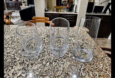 Set of 3 Clear Glass Cylinder Vases / Candle Holders
