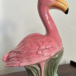 Unique Ceramic Flamingo Cookie Jar ( Large)