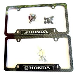 2PCS Carbon Fiber  License Plate Frame Cover Holder-aluminum.