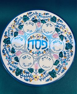 Lovely vintage porcelain seder plate with stunning colors