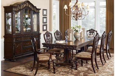 New large formal 9pc dining room table set tax included free delivery