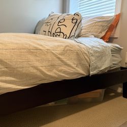 Wooden Bedframe With Mattress 
