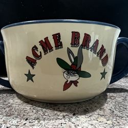 BUGS BUNNY CERAMIC BOWL WITH HANDLES - By WARNER BROTHERS