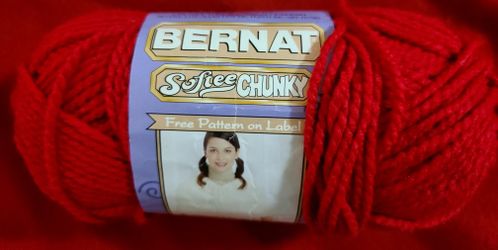 Bernat Soft Chunky Berry Red Yarn Only One 